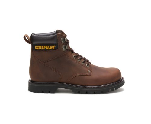 Dark Brown Caterpillar Second Shift Men's Work Boots | ZCNYF-3072